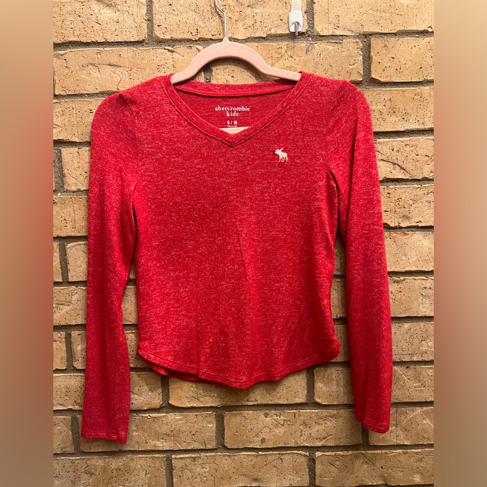 abercrombie kids Red V-Neck Long Sleeve